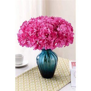 Hot Pink Flowers Hydrangea Silk Flowers Heads Pack of 10 for Wedding Decoration
